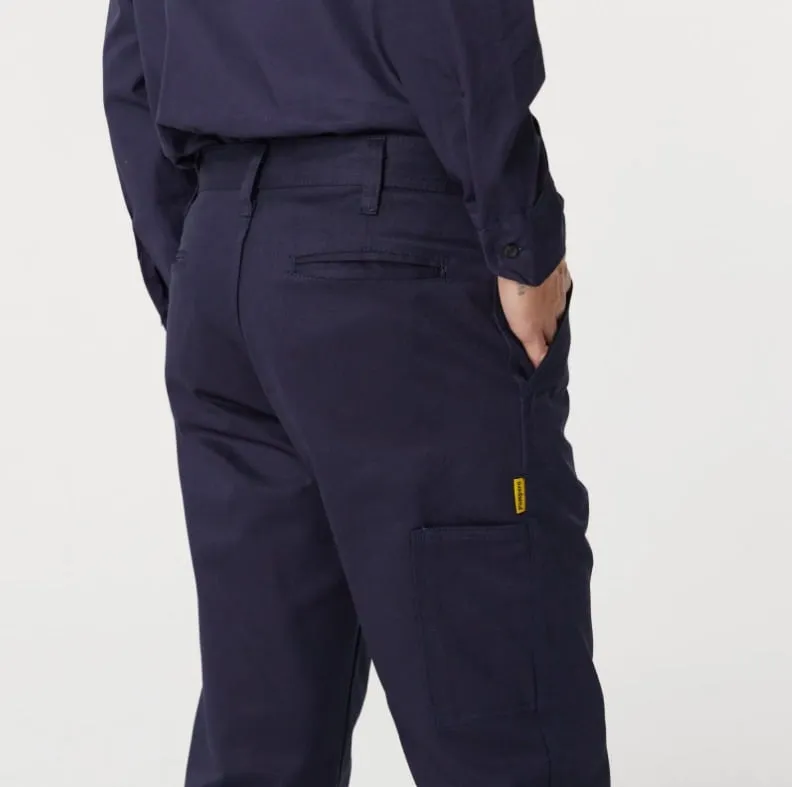 Pantalón de trabajo azul, detalle de la tela